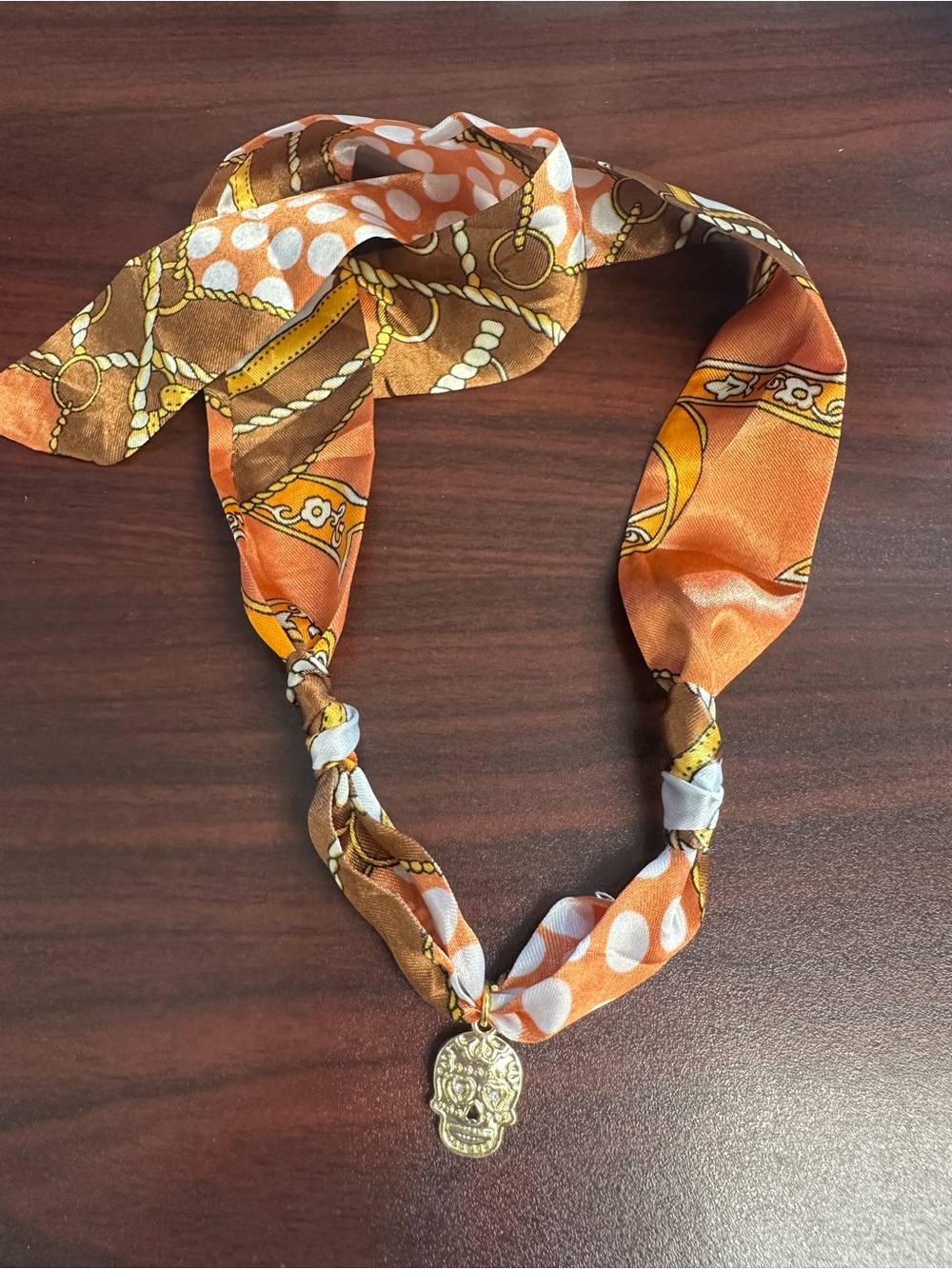 Orange and Gold Scarf Necklace